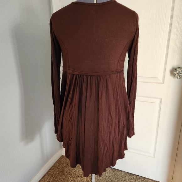Brown High Low Long Sleeve Top - Picture 5 of 7